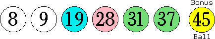 08 09 19 28 31 37 (45)