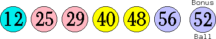 12 25 29 40 48 56 (52)