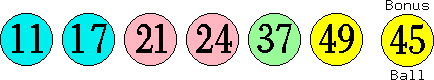 11 17 21 24 37 49 (45)