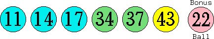 11 14 17 34 37 43 (22)